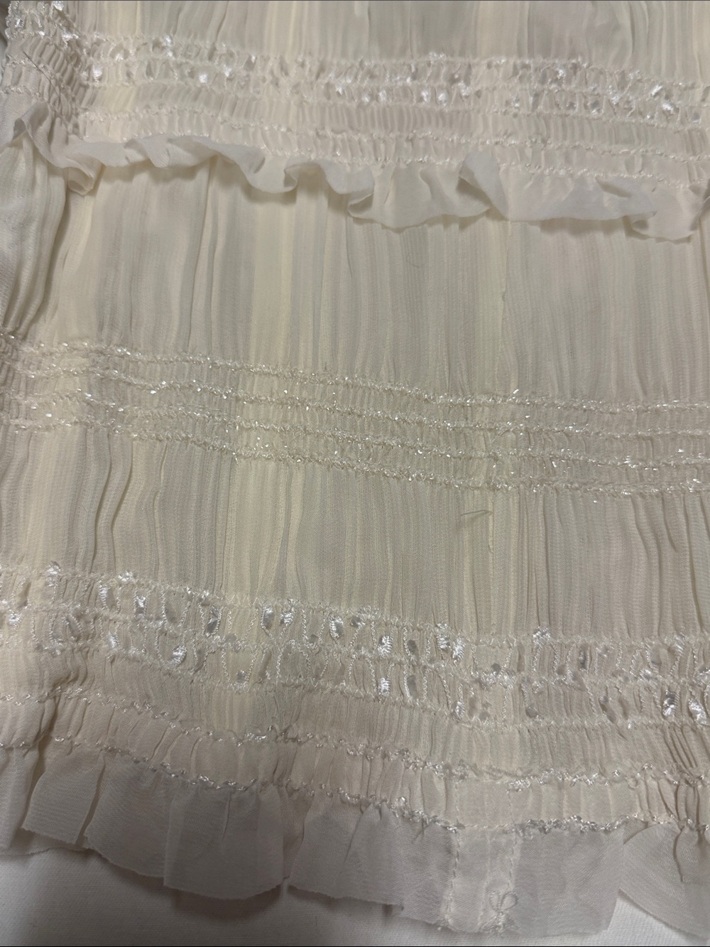 House of CB Cream Strapless Lace-Up Smocked Bustier - Picture 7 of 9